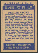 RICHMOND: 1964 Scanlens "Footballers" No.15 Neville Crowe. VG/Exc. - 2