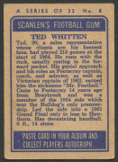 FOOTSCRAY: 1964 Scanlens "Footballers" No.8 Ted Whitten. VG. - 2