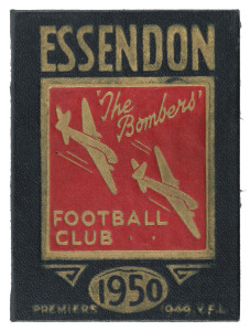 ESSENDON: Member's Season Ticket for 1950, No 5751, with fixture list & hole punched for each game attended. Good condition. [Another premiership year - Essendon's 10th.]