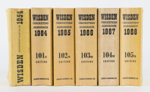 1954, 1964, 1965, 1966, 1967 & 1968 WISDEN'S ALMANACKS, original cloth cover editions, complete. (6).