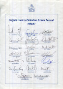 ENGLAND: A nice group of 6 late 1990s official team sheets, comprising ENGLAND v India (Lords Test, June 1996) (Atherton, Capt.); ENGLAND v Pakistan 1996 Texaco Trophy (Atherton, Capt.); England Tour to Zimbabwe & New Zealand 1996/97 (Atherton, Capt.); En - 3