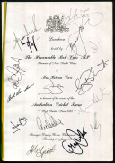 4 signed menus: ACS 3rd Annual Dinner (Marleston) Oct.1980 signed by BILL O'REILLY & DON BRADMAN: 1982-83 District Cricketer of the Year (Adelaide) signed by DON BRADMAN & TONY LOCK; 1994 Welcome to the South African Team signed by many cricketers incl. R - 3