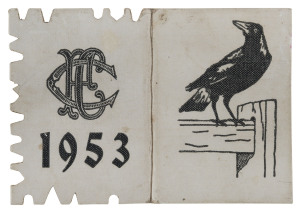 Collingwood: 1953 Member's Season Ticket (Premiership year), with Fixture List & hole punched for each game attended. Good condition.