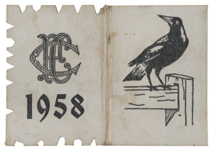 Collingwood: 1958 Member's Season Ticket (Premiership year), with Fixture List & hole punched for each game attended. Also, 3 ticket stubs from the Grand Final at the MCG. (4 items).