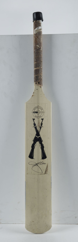 A match-used aluminium "Dennis Lillee ComBat" with the crossed rifles and Lillee decal affixed on the rear of the blade. 86cm length. (Lacks rubber handgrip). Provenance: The Barry Knight Collection [England, 29 Tests 1961-69].
