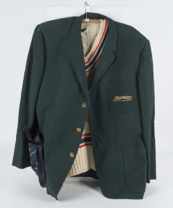 BARRY KNIGHT'S LEICESTERSHIRE BLAZER & TEAM JUMPER, circa 1969The blazer with Knight's name and the date "5/69" in the inside pocket (has some insect damage); the jumper in excellent condition. Also, several cricket team ties. (6 items).Provenance: The Ba