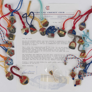MELBOURNE CRICKET CLUB: A collection of membership medallions between 1964/65 and 1990/91 including a 50 Years Member medallion and lapel pin; some duplication. (26 items).