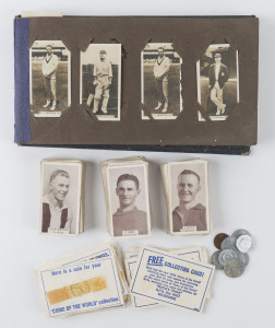 Assortment incl. 1933 Wills Footballers [90] loose cards which may include duplicates, also album with various cards incl. Wills "1928-29 Cricket Season" [16]; other miscellaneous cricket cards incl. 1932 Allen's Steam Rollers & Godfrey Phillips 1932-33 "