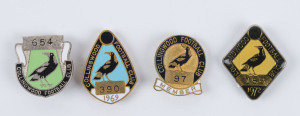 COLLINGWOOD: 1969, 1970, 1971 & 1972 membership badges. (4)