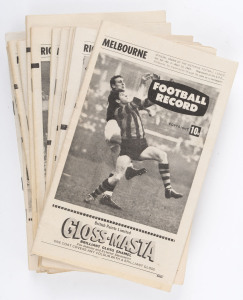 The Football Record: 1969 editions for the Home-and-Away Rounds, featuring Melbourne and Richmond 9 times each: 2, 3, 6, 8, 9, 10 (2 diff.), 11, 12, 13, 14, 15, 16, 17,18, 19 & 20. Also, the Night Premiership Football Record (Melbourne v Hawthorn). (Total