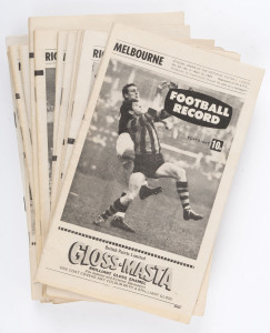 The Football Record: 1969 editions for the Home-and-Away Rounds, featuring Melbourne and Richmond 9 times each: 2, 3, 6, 8, 9, 10 (2 diff.), 11, 12, 13, 14, 15, 16, 17,18, 19 & 20. Also, the Night Premiership Football Record (Melbourne v Hawthorn). (Total: 19). Mixed condition. Richmond finished the Home-and-Away Season in Fourth position on the ladder, with 13 wins, and 7 losses. They went on to win the Grand Final 12.13 (85) over Carlton 8.12 (60) in front of 119.165 fans.