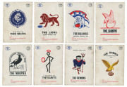 1973 SCANLENS: Club Mascot Sticker inserts, [11/12] ex No 9 (North Melbourne). Poor to Good. Seldom offered. - 2