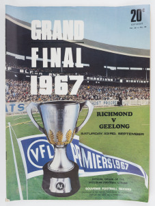 The Football Record: Special editions for the 1967 1st Semi-Final (Geelong v Collingwood); the 2nd Semi-Final (Carlton v Richmond);  the Prelim. Final (Geelong v Carlton) and the Grand Final (Geelong v Richmond).Also, the Football Record for the Interstat