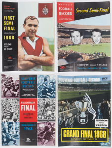 The Football Record: Special editions for the 1968 1st Semi-Final (Geelong v St.Kilda); the 2nd Semi-Final (Essendon v Carlton);  the Prelim. Final (Geelong v Essendon) and the Grand Final (Carlton v Essendon). (Total: 4). Despite their losses to Essendon