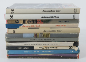 AUTOMOBILE YEAR books, spanning from 1956 to 1982 (missing volume 10 in the run), 11 volumes