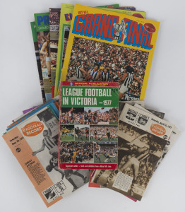 The Football Record: 1977 editions for 16 of the Home-and-Away Rounds, together with the Special Editions for the Elimination Final (Richmond v South Melbourne), the Second Semi-Final (Collingwood v Hawthorn), the Preliminary Final (North Melbourne v Hawt