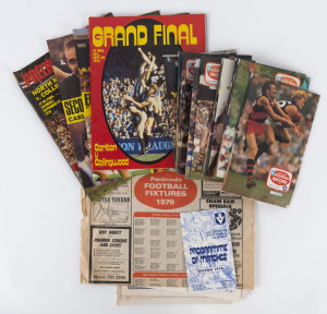 The Football Record: 1979 editions for 13 of the Home-and-Away Rounds, together with the Special Editions for the Elimination Final (Fitzroy v Essendon), the Second Semi-Final (Carlton v North Melbourne), the Preliminary Final (North Melbourne v Collingwood), and the Grand Final (Collingwood v Carlton). Also, 10 other items including VFL Newsletters. (Total: 27).