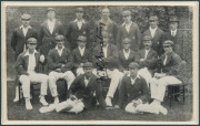1921 AUSTRALIAN ASHES TOUR OF ENGLAND: mounted display with large portrait photograph of Australian Captain Warwick Armstrong, alongside a smaller photograph showing Australian Touring Team, which has been signed by Armstrong, with a caption beneath; fram - 2