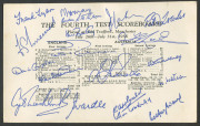1956 Australian team, official team photograph, with title 'Australia Team on Tour 1956, United Kingdom, India & Pakistan', and players names printed on mount, overall 39.5 X 50.5cm. Also, an official team sheet, fully signed (including by A.E. James) and - 4