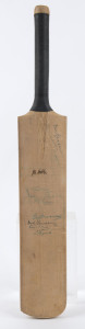 A mini-bat (50cm) signed to reverse of the blade by the Australian and English teams of 1956 (some faded); also signed on the front by Don Bradman, Jack Hobbs, Denis Compton, Freddie Brown, George Duckworth and others.Provenance: The estate of A.E.James, 