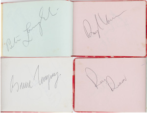 RICHMOND: autograph book with mid 1980s player signatures including Brian Taylor, Graham Teasdale, Michael Roach, Jim Jess & Dale Weightman, also noted Ron Richards (Collingwood); also 2003 "Eat 'Em Alive" Richmond football with facsimile player signature