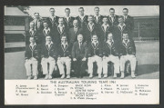 AUSTRALIA IN ENGLAND 1961: Official team photograph titled "23rd AUSTRALIAN TOURING TEAM, 1961" depicting the whole playing squad and officials (including A.E. James) laid down on backing card with the names printed below; overall 35.5 x 45.5cm. Together - 5