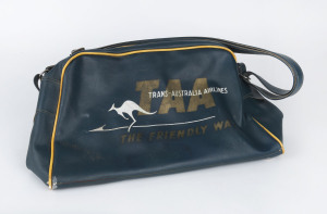 Airline carry bag made by James Watt of Melbourne for Trans-Australian Airlines (TAA) with printed inscription "AUSTRALIAN XI TOUR OF U.K. 1961 A. JAMES" as issued to each member of the touring party.Provenance: The estate of A.E.James, Physiotherapist to