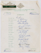 AUSTRALIA IN ENGLAND - 1968: An official team photograph, titled at top of mount "25TH AUSTRALIAN TOUR OF UNITED KINGDOM 1968" with the players' and officials' names printed below; overall 35.5 x 45.5cm. Togther with an Official team sheet signed by all 1 - 2