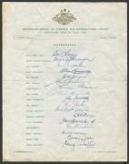 AUSTRALIAN TEAM ON TOUR, 1968: Two examples of the official team sheet, one fully signed by all 17 players in the squad; the other example also signed by the 17 players as well as the four officials (Parish - Team Manager; Truman - Team Treasurer; Sherwoo - 2