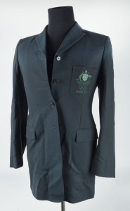 2000 OLYMPICS AUSTRALIAN WOMENS BLAZER [Size], deep green, with embroidered Australian Coat-of-Arms, Olympic Rings & "SYDNEY 2000" on pocket. In "as new" condition. The blazer was designed to be worn to all official functions.