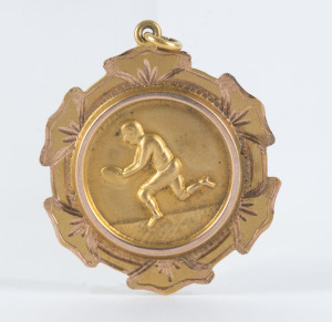 MELROSE FOOTBALL CLUB (Tasmania), 9ct gold fob with footballer on front, engraved "Melrose F.C., Won by, H.Suckling, 1930".