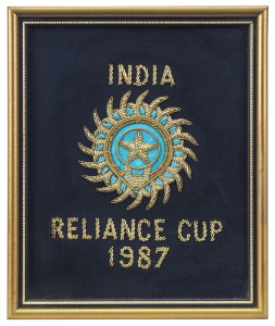A collection of individually mounted and framed cricket blazer pocket patches including Hong Kong 1963-71, Canada, Malaysia, United States of America Cricket Association, Sri Lanka Cricket, Singapore Cricket Association, Perak Cricket Association, New Zealand, Universitat Passau, Argentina, Israel, India Reliance Cup 1987, Malaysia and 17 others. (Total: 25).