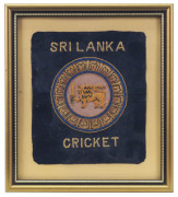 A collection of individually mounted and framed cricket blazer pocket patches including Hong Kong 1963-71, Canada, Malaysia, United States of America Cricket Association, Sri Lanka Cricket, Singapore Cricket Association, Perak Cricket Association, New Zea - 2
