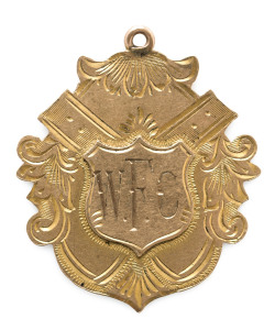 1939 V.F.A. PREMIERSHIP Medal in 9ct gold; awarded to W. SPOKES of the Williamstown Football Club. The premiership was won by Williamstown, coming from fourth on the ladder to defeat Brunswick by nine points in the Grand Final on 7 October in front of 47,000 followers. It was the club's third VFA premiership, and it was a strong revival after having "won" the wooden spoon in 1938. After his career with Williamstown, Spokes went on to play for FITZROY in 1943-44.
