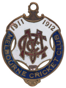 MELBOURNE CRICKET CLUB, 1911-12 membership badge, made by C. Bentley, No.1632.