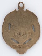MELBOURNE CRICKET CLUB, 1911-12 membership badge, made by C. Bentley, No.1632. - 2