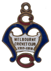 MELBOURNE CRICKET CLUB, 1917-18 membership badge, made by C. Bentley, No.1424.