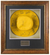 1999 AUSTRALIAN WORLD CUP TEAM: Paul Reiffel's Australian Fielding Hat, from the 1999 World Cup, with embroidered Australian Coat-of-Arms & player number "108" (Paul Reiffel's ODI number), signed by the Australian team, 14 signatures including Steve Waugh - 2