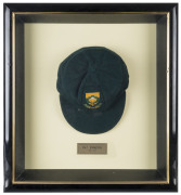 PAT SYMCOX'S SOUTH AFRICA "BAGGY GREEN" TEST CAP, green wool, embroidered Protea & "S.A.CRICKET" on front, Albion label inside endorsed "PS". [Symcox, a tall off-spinner, played 20 Tests 1993-99]. Ex South African cricket writer Brian Bassano, with letter - 2