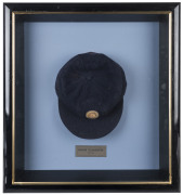HASHAN TILLAKARATNE'S SRI LANKA TEST CAP, dark blue wool with the Sri Lankan lion emblem embroidered to front; Albion label and signed by Tillakaratne inside. Attractively framed. - 2