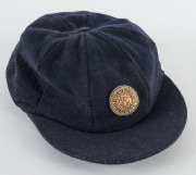 HASHAN TILLAKARATNE'S SRI LANKA TEST CAP, dark blue wool with the Sri Lankan lion emblem embroidered to front; Albion label and signed by Tillakaratne inside. Attractively framed. - 5
