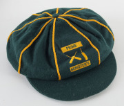 ALLAN BORDER'S AUSTRALIAN "PRIME MINISTER'S XI" CRICKET CAP, green wool, embroidered "Prime Minister's XI" logo on front, Albion label inside signed "Allan Border". Superb condition. [Allan Border played in the Prime Minister's XI ten times from 1985-96, - 4