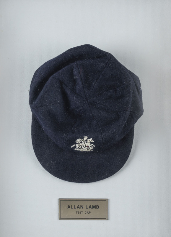 ALLAN JOSEPH LAMB'S M.C.C. ENGLISH TOURING CAP with embroidered St. George & Dragon emblem to front of cap. The internal label with A.J.Lamb printed. [Lamb played in 79 Tests for England, scoring 4,656 Test runs at 36.09 with a highest score of 142.] Attr