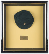 DUDLEY NOURSE’S SOUTH AFRICA 1935 TEST TEAM CAP, green wool, embroidered springbok & 'S.A.1935' on front, made by Devereux of Eton, and named to NOURSE in pen on the label. Good match-worn condition. Attractively framed. - 2