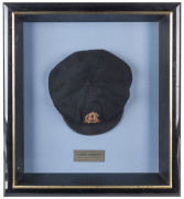 CLARENCE VICTOR "CLARRIE" GRIMMETT'S SOUTH AUSTRALIAN CRICKET CAP, 1924, with the SACA emblem embroidered to front. Fine condition and attractively framed. - 2