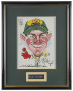 IAN HEALY and ADAM GILCHRIST autographed original caricatures by David Green; individually attractively framed & glazed. Healy overall 57 x 47cm; Gilchrist overall 51 x 40cm. (2). - 2