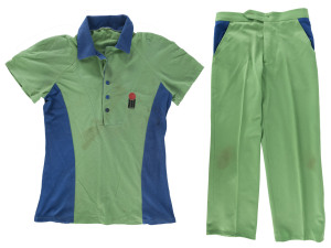 JAVED MIANDAD'S WORLD SERIES CRICKET Pakistan One Day International shirt and trousers with WSC logo, from the 1981-82 Tri Series, which the West Indies won. (2 items). Provenance: The Kevin O'Dowd Collection.