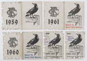 Collingwood: 1959, 1960 & 1961 Member's Season Ticket (Premiership year), with Fixture List & hole punched for each game attended. Also, School Tickets for 1959 and 1960. (5 items).
