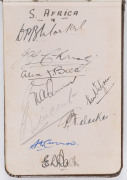 A delightful autograph album with nearly 120 signatures gathered from teams playing in Sydney, mainly during the 1930s. Includes the Australian team v South Africa (Sydney, 2nd Test Dec.1931) which Australia won by an innings and 155 runs (Rigg 127, Bradm - 6
