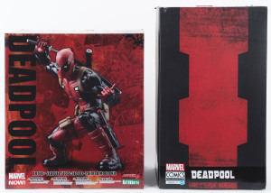 DEADPOOL Marvel Comics Iron Studios collector's statue, art scale 1/10, in original box, some chipping to the corners of the plinth base. Together with a DEADPOOL ARTFX statue 1/10 scale pre painted model kit in box. ​(2 items)